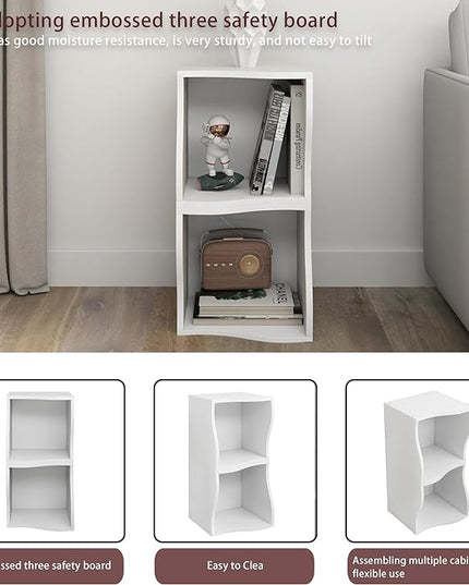 ECYIL Double Layered Independent Storage Rack, Full Circular Color Blocking Bookshelf, Suitable for Home, Office, Living Room, etc (white) - LeafyLoom