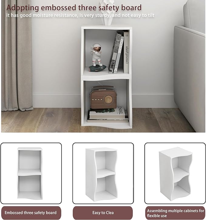 ECYIL Double Layered Independent Storage Rack, Full Circular Color Blocking Bookshelf, Suitable for Home, Office, Living Room, etc (white) - LeafyLoom