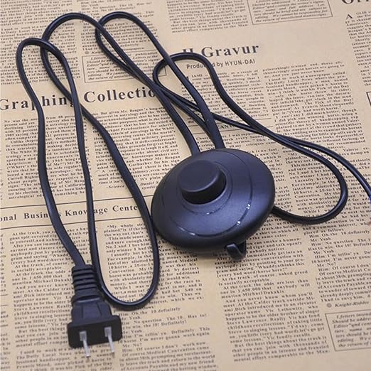 1Pcs Floor Lamp Foot Switch, Black Foot Pedal Switch, Round Floor Lamps Foot Inline Switch, Step ON Off Spring Push Button, for Foot Pedal Control Replacement Floor Lamp Extension Cord Parts - LeafyLoom