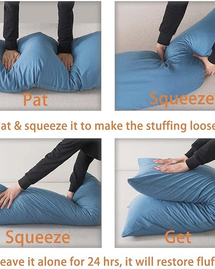 WhatsBedding Memory Foam Body Pillow with Breathable Zippered Cotton Cover, Full Body Pillow for Adults, Long Pillow for Sleeping, Firm Body Pillow Fluffy Supportive - Foggy Blue - LeafyLoom