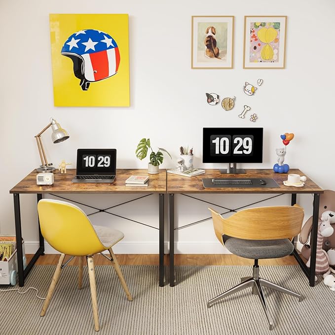 BANTI Computer Desk, 47 inch Home Office Desk, Modern Simple Style PC Table for Home, Office, Study, Writing, Vintage - LeafyLoom