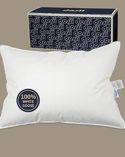 Luxury Goose Down Pillow, Hotel Bed Pillows for Sleeping Soft and Support for Side & Back Sleepers (Queen of 1) - LeafyLoom