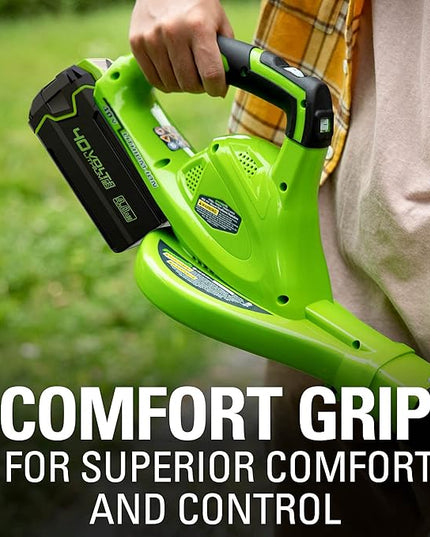 Greenworks 40V (150 MPH / 130 CFM) Cordless Leaf Blower, 4.0Ah Battery and Charger Included - LeafyLoom