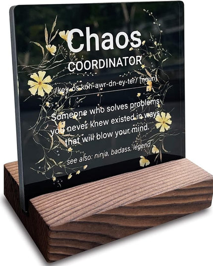 Chaos Coordinator Gifts for Women Office Manager Gifts for Women Desk Accessories for Women Office Funny Chaos Coordinator Desk Sign Cute Desk Accessories Set for Women Office ads2 black - LeafyLoom