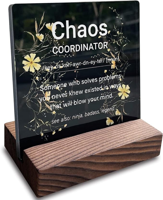 Chaos Coordinator Gifts for Women Office Manager Gifts for Women Desk Accessories for Women Office Funny Chaos Coordinator Desk Sign Cute Desk Accessories Set for Women Office ads2 black - LeafyLoom