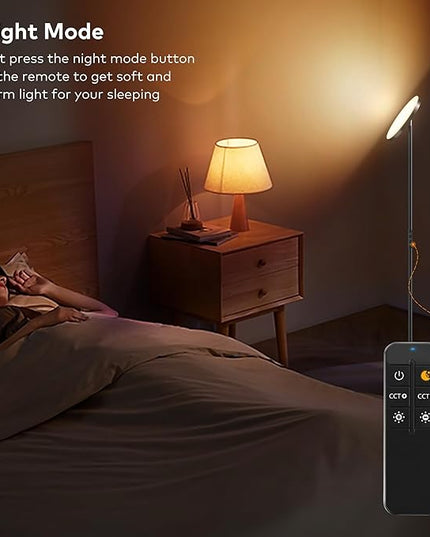 Floor Lamp,Bright 36W 3500LM Standing Lamp with Remote, 2700K Soft White to 6500K Cool White Adjustable,Touch Control Dimmable Torchiere Tall Lamp for Living Room,Bedroom,Office,Sofa(Black) - LeafyLoom