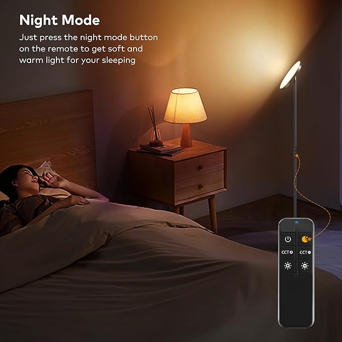 Floor Lamp,Bright 36W 3500LM Standing Lamp with Remote, 2700K Soft White to 6500K Cool White Adjustable,Touch Control Dimmable Torchiere Tall Lamp for Living Room,Bedroom,Office,Sofa(Black) - LeafyLoom