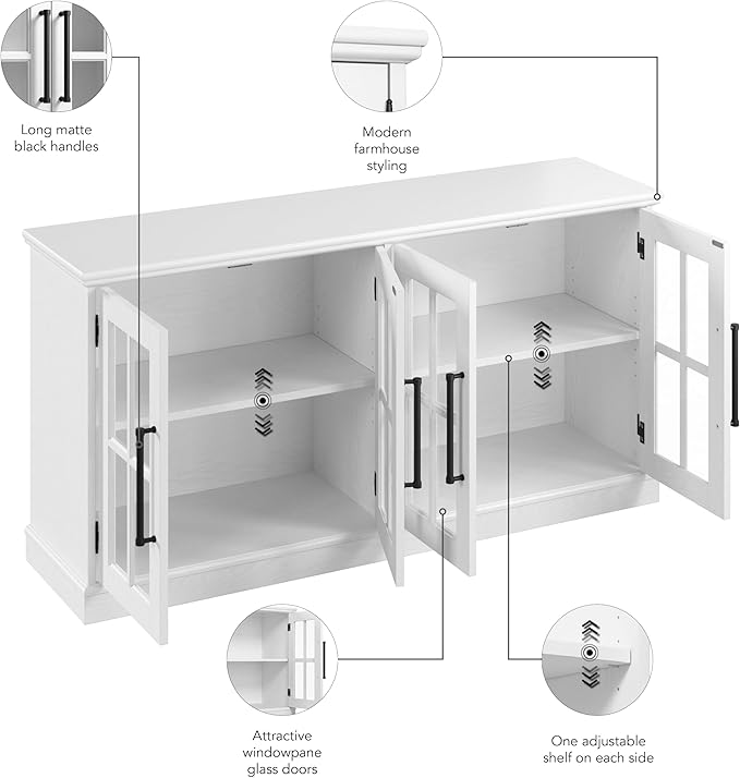 Bush Furniture Westbrook 60W TV Stand for 75 Inch TV in White Ash | Living Room Entertainment Center with Storage - LeafyLoom