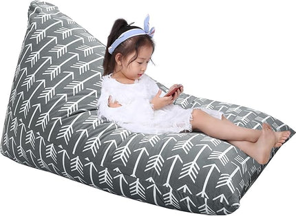 Jorbest Stuffed Animal Storage Bean Bag Chair for Kids and Adults, Bean Bag Stuffed Animal Storage, Stuffed Animal Bean Bag Velvet Stuffie Seat - Cover ONLY (Grey with White Arrows 200L/52 Gal) - LeafyLoom