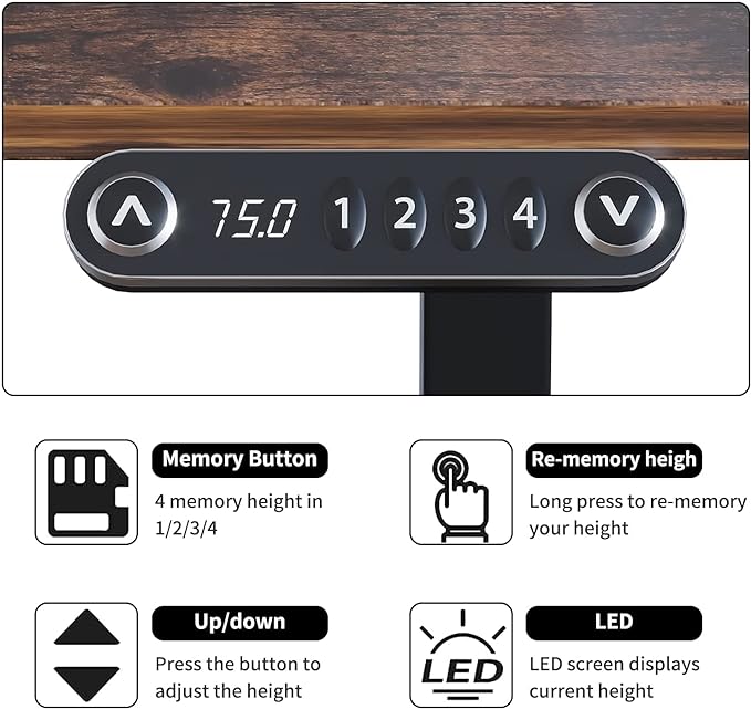 Radlove 59-Inch Large Electric Height Adjustable Computer L-Shaped Desk with Memory Controller Corner Standing Desk Modern Workstation with Splice Board Ergonomic Desk (Black Frame + Rustic Brown Top) - LeafyLoom
