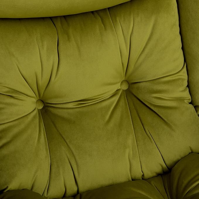 HollyHOME Modern Fabric Large Lazy Chair, Accent Oversized Comfy Reading Chair, Thick Padded Cozy Lounge Chair with Armrest, Steel Frame Leisure Sofa Chair for Living Room, Bedroom, Dorm, Army Green - LeafyLoom