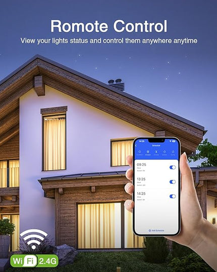 GHome Smart Switch, 3 Way Wi-Fi Light Switch Compatible with Alexa and Google Home, 2.4GHz Schedule Timer, Neutral Wire Required, 3-Way Installation, FCC Listed (4-Pack),White GhomeSmart