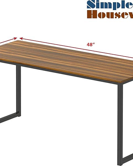 SHW Home Office 48-Inch Computer Desk, 24" Deep, Walnut - LeafyLoom