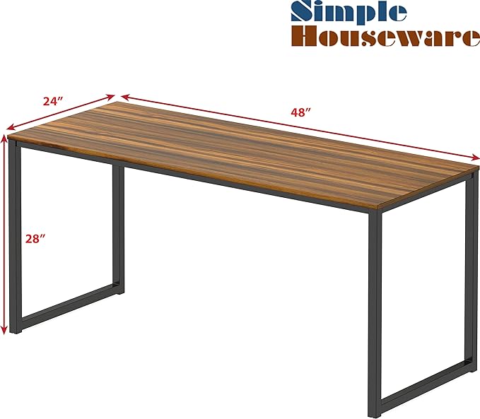 SHW Home Office 48-Inch Computer Desk, 24" Deep, Walnut - LeafyLoom