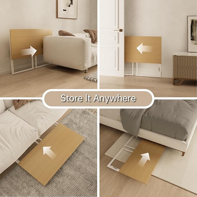 Folding Desk 40 Inch - Small Foldable Desk for Small Space Minimalist, Space Saving Collapsible Compact Desk Portable Table for Craft, Writing, Study and Work (No Assembly Required) - LeafyLoom