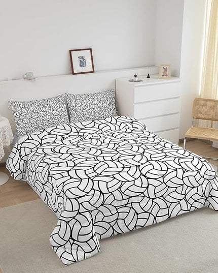 Feelyou Twin Size Volleyball Bedding Set Boys Girls Sports Game Comforter Set for Kids Women Men Ultra Soft Volleyball Player Comforter Black White Duvet Set Room Decor Quilt Set - LeafyLoom