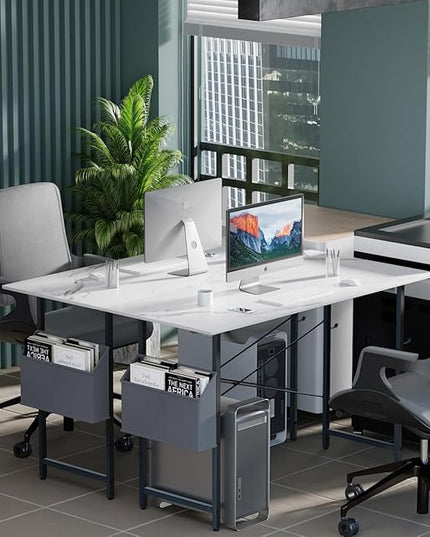 Pamray 32 Inch Computer Desk for Small Spaces with Storage Bag, Home Office Work Desk with Headphone Hook, Small Office Desk Study Writing Table - LeafyLoom
