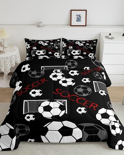 Feelyou Football Comforter Set Queen Size Rugby Sports Comforter for Kids Teens Adults Soccer Ball Game Bedding Set Gift for Football Lover Duvet Set Room Decor 3Pcs with 2 Pillow Case - LeafyLoom