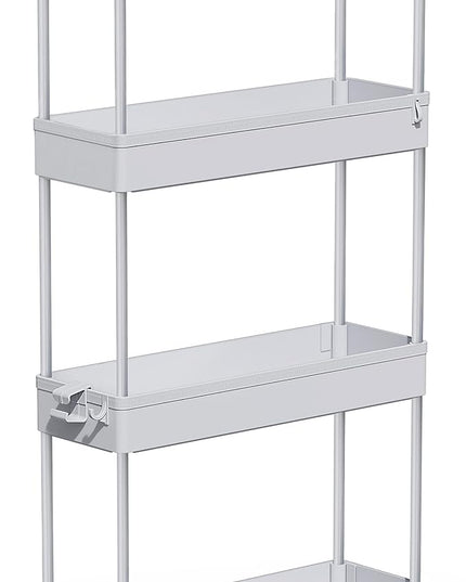 SPACEKEEPER Slim Rolling Storage Cart 4 Tier Bathroom Organizer Mobile Shelving Unit Storage Rolling Utility Cart Tower Rack for Kitchen Bathroom Laundry Narrow Places, Gray - LeafyLoom