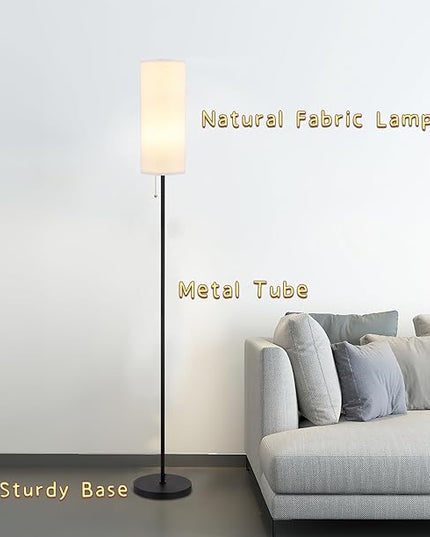 Floor Lamp for Living Room, Modern Standing Lamps with Lampshade, Minimalist Tall Lamp with Chain Switch for Living Room, Bedroom, Kids Room, Office,Standing Lamp LED Bulb Included (White Shade) - LeafyLoom