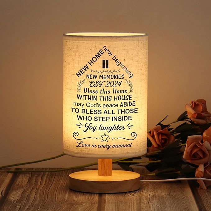 WSYEAR Housewarming Gift for New House Decor, Table Lamp Housewarming Gift Ideas,House Warming Gifts New Home Women Couple, New Home New Adventure New Memories - LeafyLoom