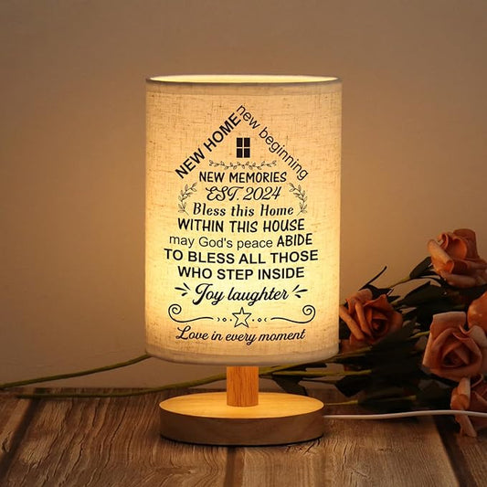 WSYEAR Housewarming Gift for New House Decor, Table Lamp Housewarming Gift Ideas,House Warming Gifts New Home Women Couple, New Home New Adventure New Memories - LeafyLoom