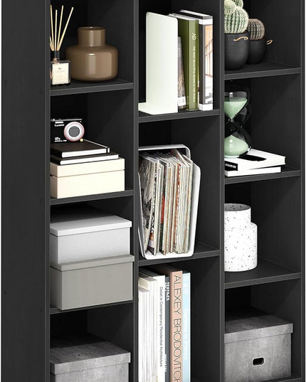 Furinno Luder 11-Cube Reversible Open Shelf Bookcase, Blackwood - LeafyLoom