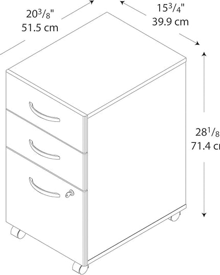 Bush Business Furniture Series C Mobile Under Desk Arrives Fully Assembled | Stylish 3 Drawer File Cabinet for Professional or Home Office, Mahogany - LeafyLoom
