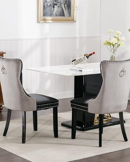 NicBex Haerin-SD-00104-LWJ Dining Chairs, 25.5"x19.7"x37.5", Black and Gray - LeafyLoom