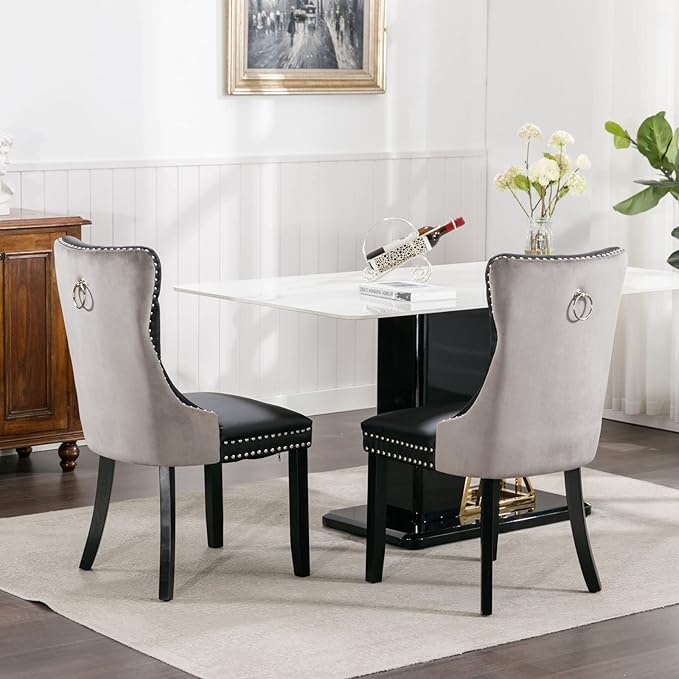 NicBex Haerin-SD-00104-LWJ Dining Chairs, 25.5"x19.7"x37.5", Black and Gray - LeafyLoom