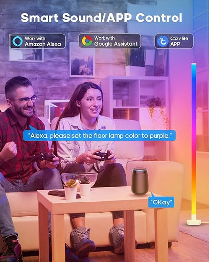 Corner Floor Lamp, Smart LED Corner Lamp Works with Alexa, RGB Ambience Light with Music Sync, Modern Floor Lamp with 16 Million DIY Colors, LED Floor Lamp for Living Room Bedroom Gaming Room, 2Packs - LeafyLoom