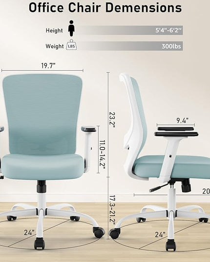 Office Chair, Ergonomic Desk Chair with Adjustable High Back, Breathable Mesh Computer Chair with Adjustable Armrests, Rolling Swivel Comfy Task Chairs, Executive Chair for Home Office - LeafyLoom