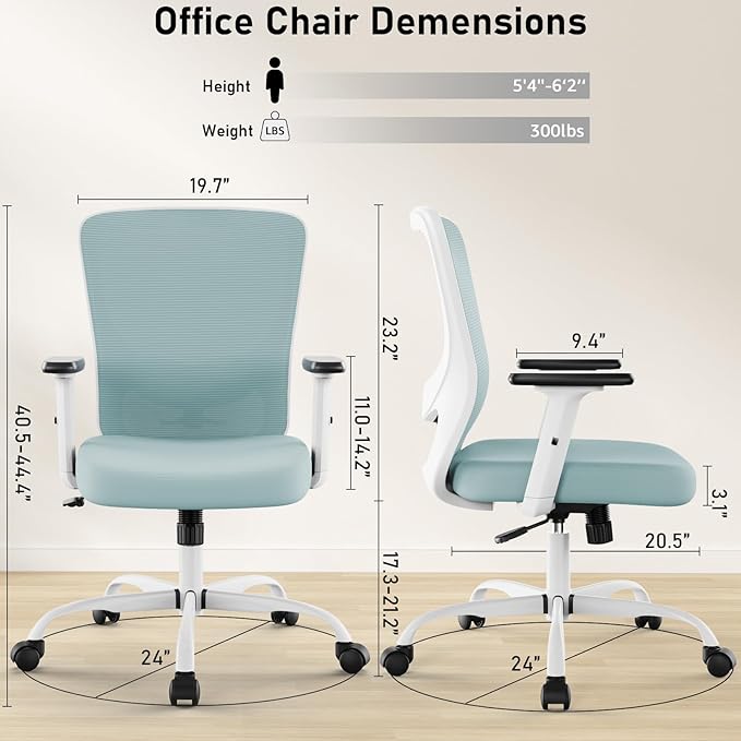 Office Chair, Ergonomic Desk Chair with Adjustable High Back, Breathable Mesh Computer Chair with Adjustable Armrests, Rolling Swivel Comfy Task Chairs, Executive Chair for Home Office - LeafyLoom