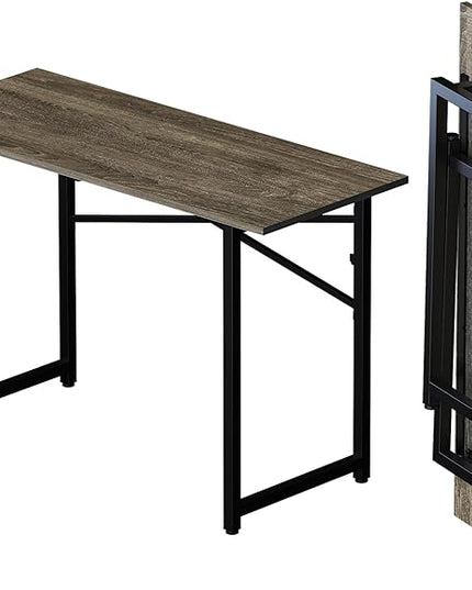 47 inch Folding Desk, Writing Gaming Computer Camping Table, No Assembly Required Home Office Desk, Black Oak - LeafyLoom