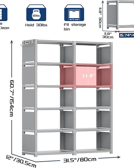 Mavivegue Bookshelf,10 Cube Storage Organizer,Book Shelf Organizer,Tall Bookcase Shelf,Book Cases/Shelves,Grey Cube Shelf,Cubbies Closet Storage Organizer Shelves for Bedroom,Living Room,Home,Office - LeafyLoom
