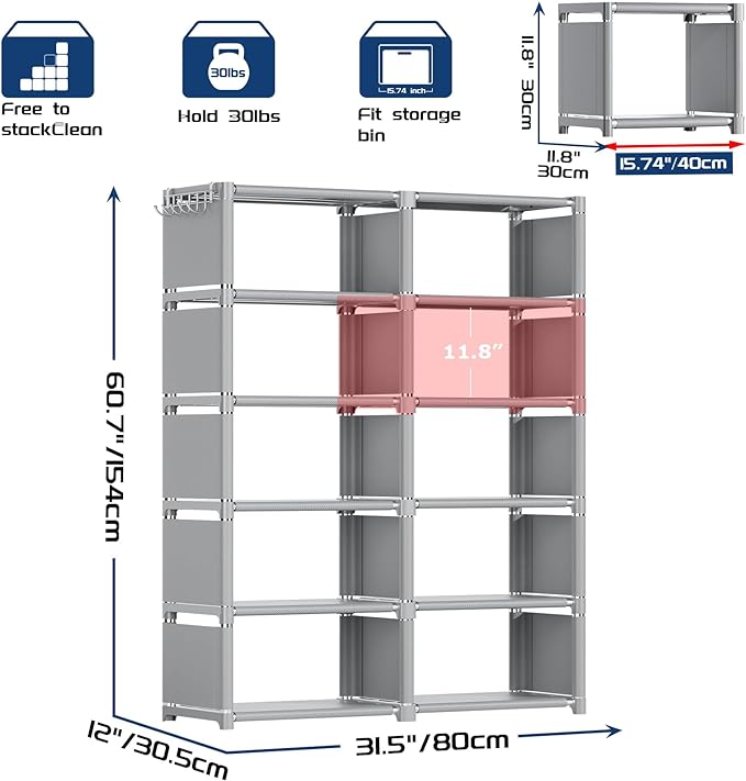 Mavivegue Bookshelf,10 Cube Storage Organizer,Book Shelf Organizer,Tall Bookcase Shelf,Book Cases/Shelves,Grey Cube Shelf,Cubbies Closet Storage Organizer Shelves for Bedroom,Living Room,Home,Office - LeafyLoom