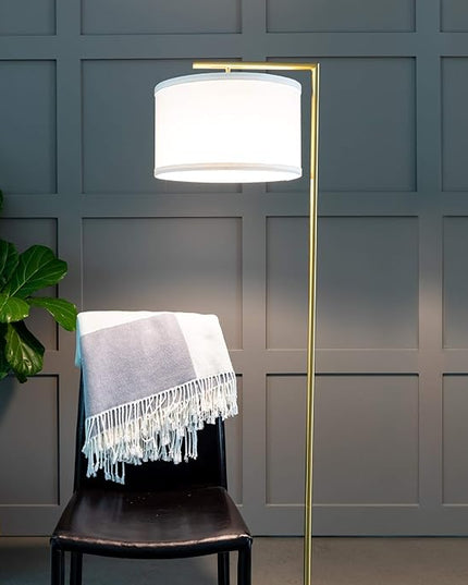 Brightech Montage Modern Floor lamp, LED Floor Lamp for Living Rooms & Offices - Tall Standing Lamp for Bedroom Reading - Corner Pole Lamp for Contemporary Home Decor - Gold, Antique Brass - LeafyLoom
