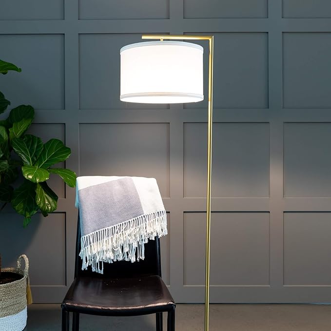 Brightech Montage Modern Floor lamp, LED Floor Lamp for Living Rooms & Offices - Tall Standing Lamp for Bedroom Reading - Corner Pole Lamp for Contemporary Home Decor - Gold, Antique Brass - LeafyLoom