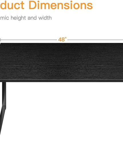 Coleshome 48 Inch Computer Desk, Modern Simple Style Desk for Home Office, Study Student Writing Desk, Black - LeafyLoom