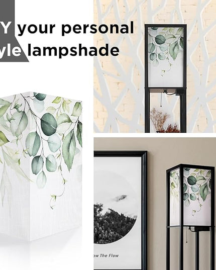OUTON White Linen Texture Lamp Shade 14.25 x 8.5 x 8.5 inch for Shelf Floor Lamp - LeafyLoom
