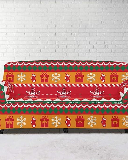 FKELYI Red Christmas Sofa Furniture Protector Easy Going Stretch Sofa Slipcover Comfortable Sofa Couch Cover with Elastic Bottom XL FKELYI