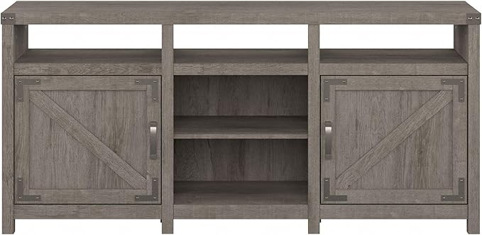 Bush Furniture Knoxville Farmhouse Stand for 75 Inch TV, Living Room Media Console with Storage, 65W, Restored Gray - LeafyLoom