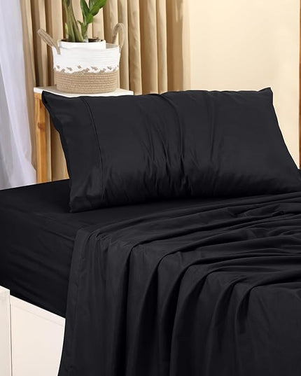 Utopia Bedding Twin Bed Sheets Set - 3 Piece Bedding - Brushed Microfiber - Shrinkage and Fade Resistant - Easy Care (Twin, Black) - LeafyLoom