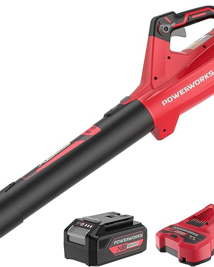 POWERWORKS XB 40V (120 MPH / 450 CFM) Cordless Axial Blower, 2Ah Battery and Charger Included BLP302 - LeafyLoom
