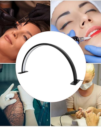 Half Moon LED Light for Nail, 3000-6000K Dimmable Half Moon Nail Desk Lamp with Touch Key, 35W Half Moon Fill Light with Lamp Holder for Lash Extension Beauty Tattoo Live Steaming - LeafyLoom
