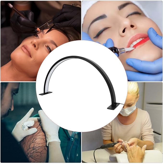 Half Moon LED Light for Nail, 3000-6000K Dimmable Half Moon Nail Desk Lamp with Touch Key, 35W Half Moon Fill Light with Lamp Holder for Lash Extension Beauty Tattoo Live Steaming - LeafyLoom