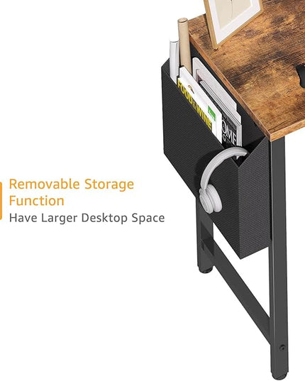Small L Shaped Desk with Power Outlet Shelves, 40 Inch Corner Desk for Small Space Home Office, Study Work Computer Desks with Charging Station, Rustic Brown - LeafyLoom