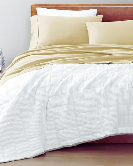 LANE LINEN Sheets RV Queen Size Bed Set, 4Pc 100% Organic Cotton Bed Sheets Short Queen Set, Premium Hotel Quality Bed Sheet Set, Percale Sheets, Breathable RV Queen size Sheets Deep Pocket – Vanilla - LeafyLoom