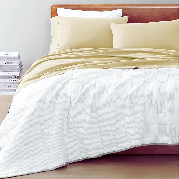 LANE LINEN Sheets RV Queen Size Bed Set, 4Pc 100% Organic Cotton Bed Sheets Short Queen Set, Premium Hotel Quality Bed Sheet Set, Percale Sheets, Breathable RV Queen size Sheets Deep Pocket – Vanilla - LeafyLoom