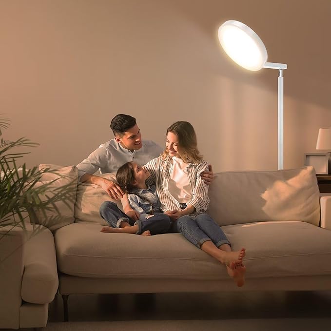 JOOFO Sky LED Floor Lamp,Folding Modern Torchiere Floor Lamp,Bright Dimmable Led Floor Lamp with Remote &Touch Control,5 Color Temperatures,Tall Standing Lamp for Living Room,Office, Bedroom(White) - LeafyLoom